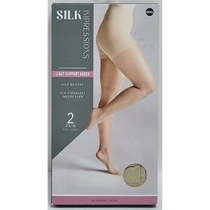 Silk Impressions 3XL Pantyhose‎ High Waisted Light Support Sheer Beige 20 Denier